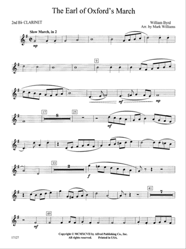 Earl of Oxford's March: 2nd B-flat Clarinet