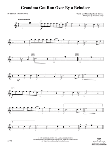 Grandma Got Run Over by a Reindeer: B-flat Tenor Saxophone