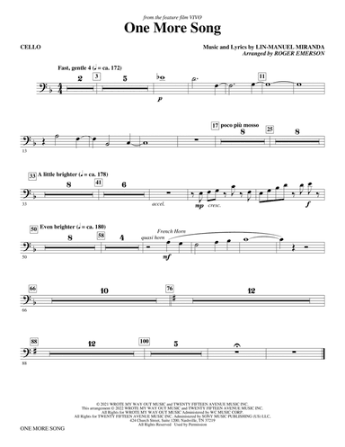 One More Song (from Vivo) (arr. Roger Emerson) - Cello