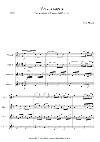 Voi che sapete (The Marriage of Figaro, Act 2 no.11) in F