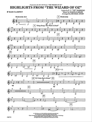 The Wizard of Oz, Highlights from: B-flat Bass Clarinet
