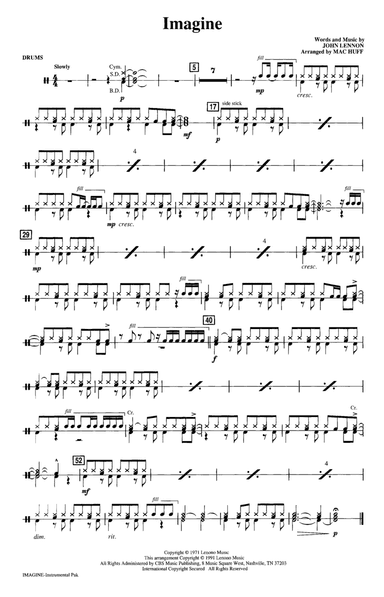 Imagine (arr. Mac Huff) - Drums