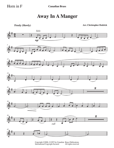 Away In A Manger - F Horn