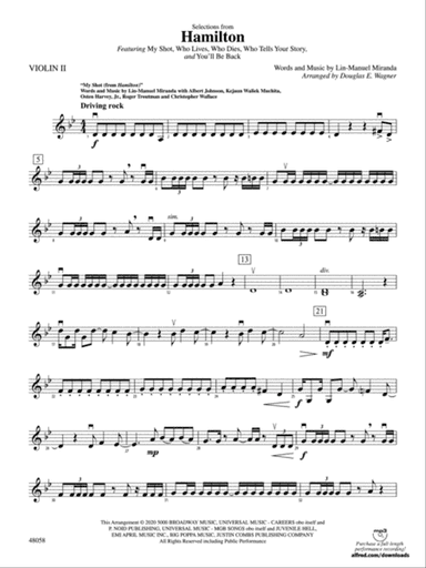 Selections from Hamilton: 2nd Violin