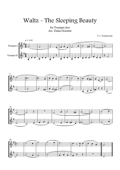 Waltz - The Sleeping Beauty (TRUMPET DUO ) TCHAIKOVSKY - beginner - Disney