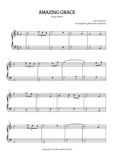 Amazing Grace • easy piano music sheet