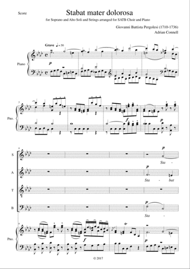 Pergolesi Stabat Mater arrangement of the first movement for SATB choir and piano (or organ)