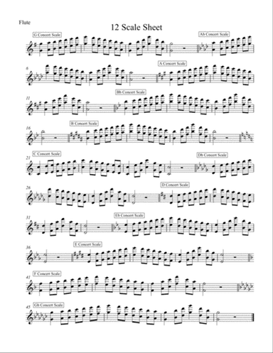 12 Scale Sheet for Concert Band