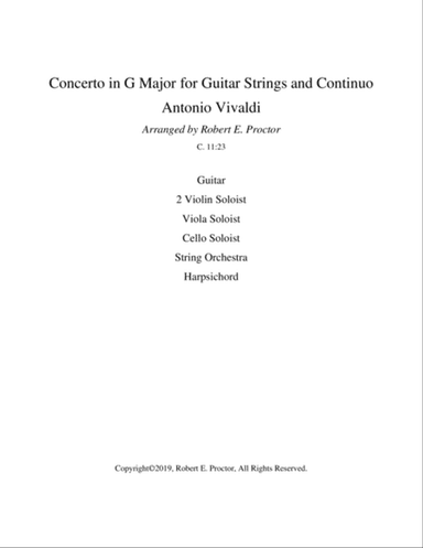 Vivaldi Concerto in G Major for Guitar, String Soloist, Strings and Harpsichord