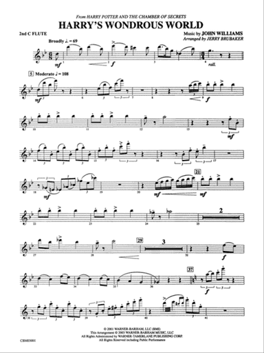 Harry's Wondrous World (from Harry Potter and the Chamber of Secrets): 2nd Flute