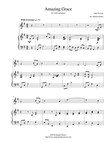 Amazing Grace - for violin and piano