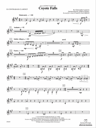 Coyote Falls (from Looney Tunes 3D): (wp) E-flat Contrabass Clarinet