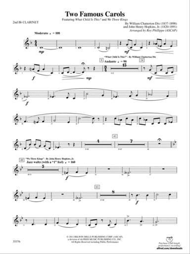 Two Famous Carols: 2nd B-flat Clarinet