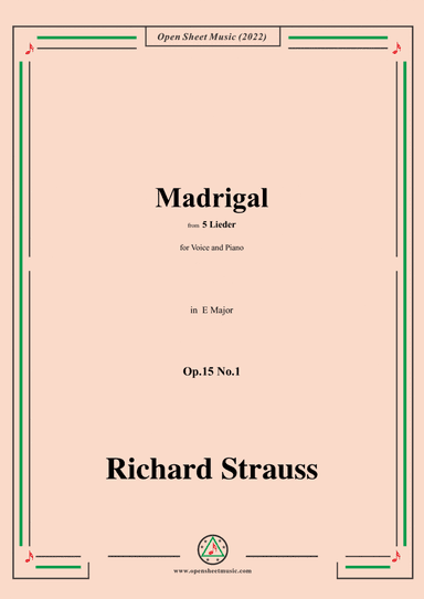 Richard Strauss-Madrigal,in E Major,Op.15 No.1