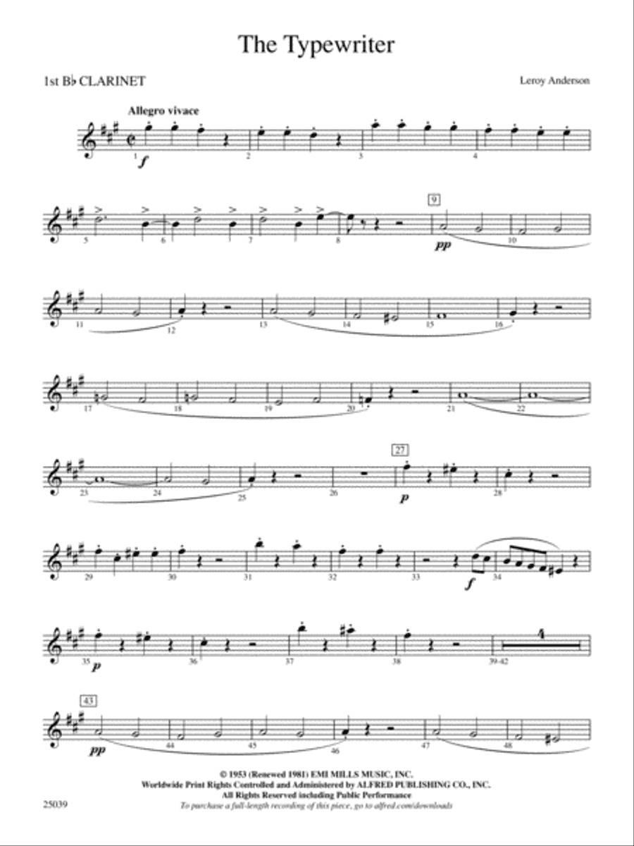 The Typewriter: 1st B-flat Clarinet
