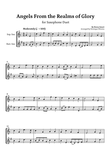 Angels from the Realms of Glory (Saxophone Duet) - Christmas Carol