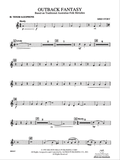 Outback Fantasy (based on Traditional Australian Folk Melodies): B-flat Tenor Saxophone