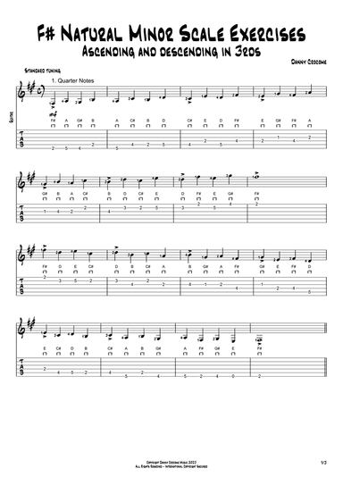 F# Natural Minor Scale Exercises - Ascending and Descending in 3rds