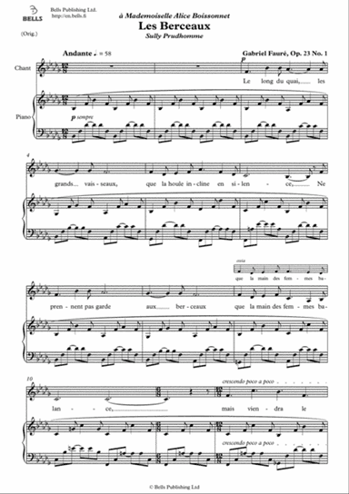 Les Berceaux, Op. 23 No. 1 (Original key. B-flat minor)
