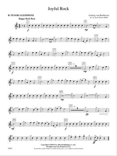 Joyful Rock: B-flat Tenor Saxophone