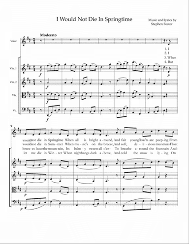 I Would Not Die In Springtime, for voice and string quartet