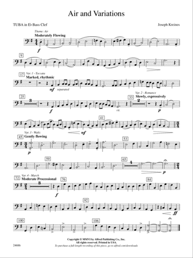 Air and Variations: (wp) E-flat Tuba B.C.