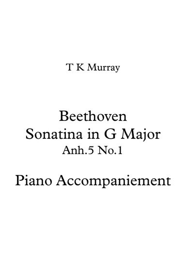Beethoven - Sonatina in G - 2nd Piano Accompaniment Part
