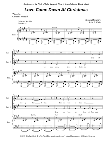Love Came Down At Christmas (2-part choir)