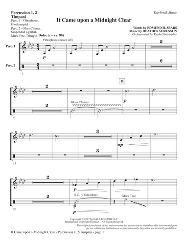 It Came Upon a Midnight Clear - Percussion 1&2/Timpani