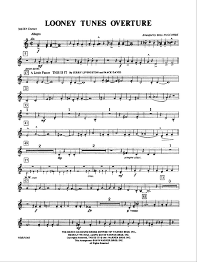 Looney Tunes Overture: 3rd B-flat Cornet