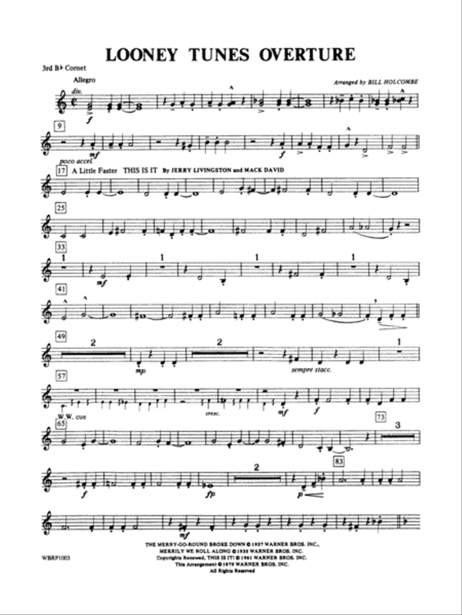 Looney Tunes Overture: 3rd B-flat Cornet