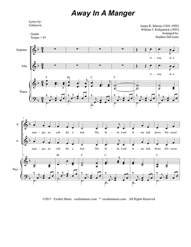 Away In A Manger (for 2-part choir - (SA)