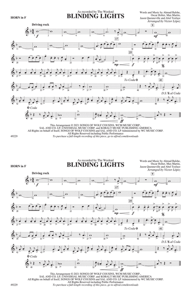 Blinding Lights: 1st F Horn