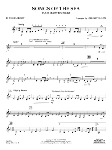 Songs of the Sea (A Sea Shanty Rhapsody) - Bb Bass Clarinet
