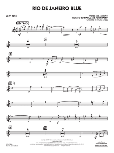 Rio de Janeiro Blue (Key: C min) (arr. Rick Stitzel) - Alto Sax 1