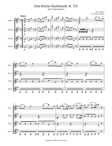 Eine Kleine Nachtmusik for Violin Quartet (1st Movement)