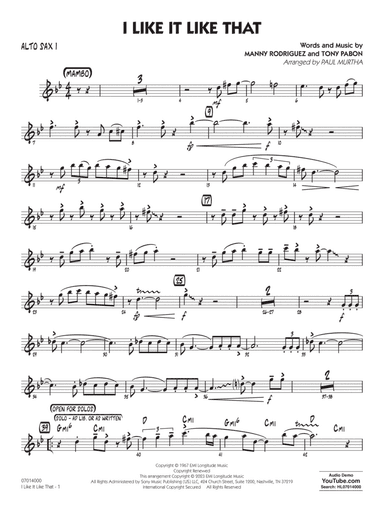 I Like It Like That (arr. Paul Murtha) - Alto Sax 1