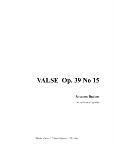 VALSE OP. 39 N. 15 - Brahms - Arr.for Violin (or any instrument in C) and Piano