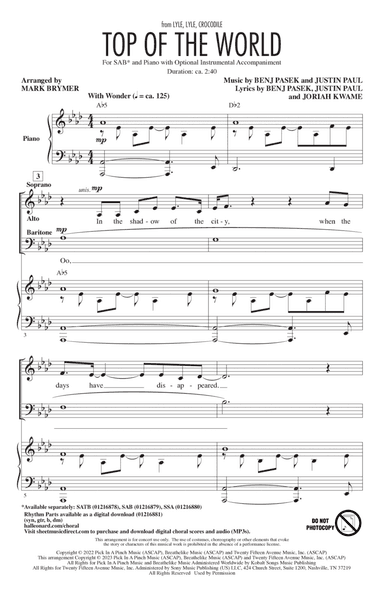Top Of The World (from Lyle, Lyle, Crocodile) (arr. Mark Brymer)