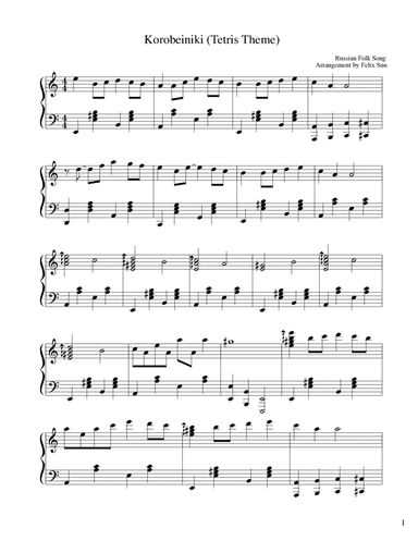 Tetris Theme (aka Korobeiniki) - Piano Solo