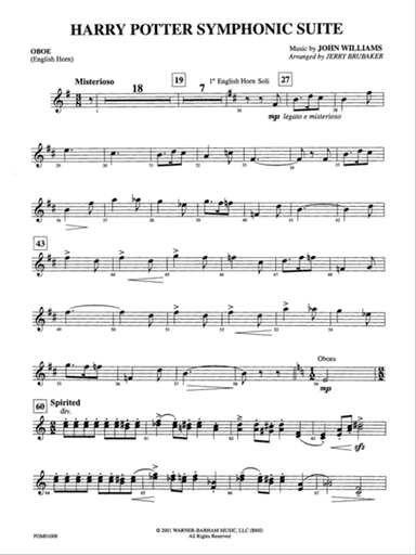 Harry Potter Symphonic Suite: Oboe