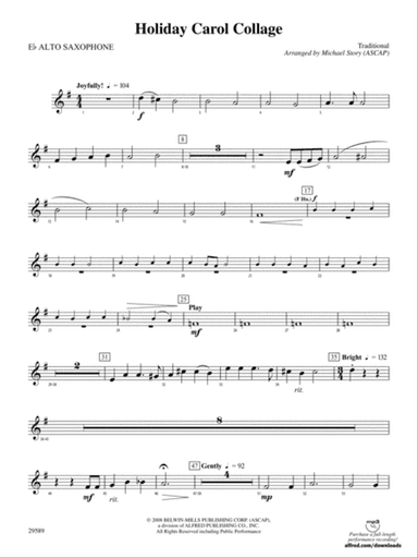 Holiday Carol Collage: E-flat Alto Saxophone