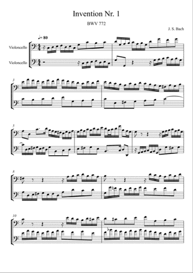 Johann Sebastian Bach - Invention No.1 (Violoncello Duet)