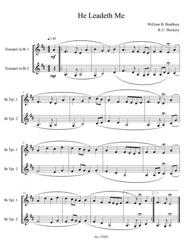 He Leadeth Me (Trumpet Duet)