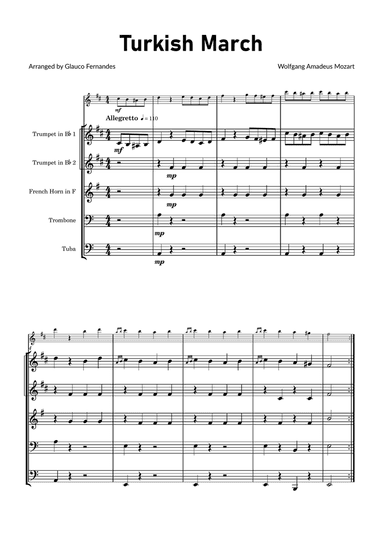 Turkish March by Mozart - Brass Quintet