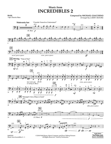Music from Incredibles 2 (arr. Larry Moore) - Bass