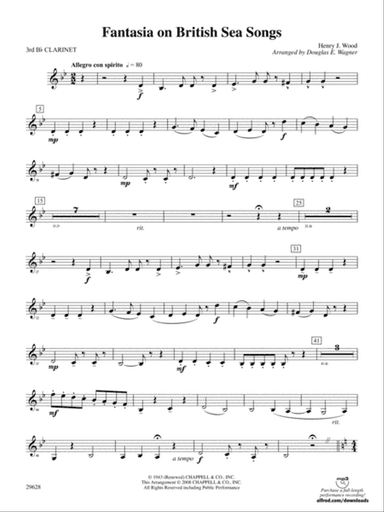 Fantasia on British Sea Songs: 3rd B-flat Clarinet