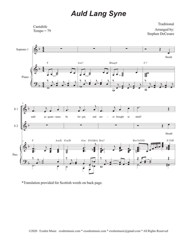Auld Lang Syne (Vocal Trio - (SSA)