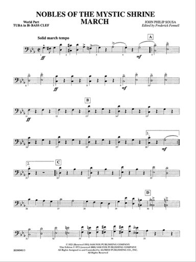 Nobles of the Mystic Shrine (March): (wp) B-flat Tuba B.C.
