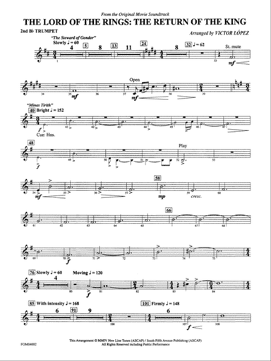 The Lord of the Rings: The Return of the King, Suite from: 2nd B-flat Trumpet
